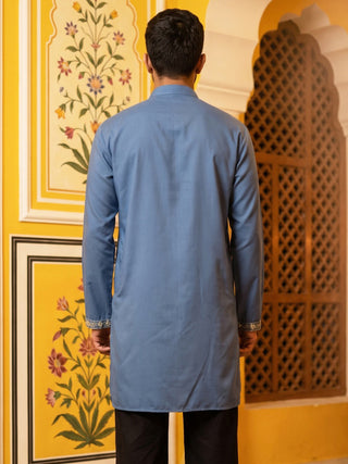 Cotton Blend Embroidered Kurta for Men