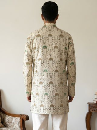 Silk Blend Foil Print Kurta