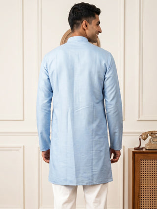 Men’s Silk-Blend Embroidered Kurta
