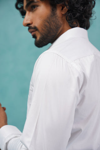 Indian Needle Men's Cotton Solid White Formal Shirt's