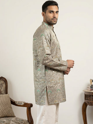 Silk Blend Foil Print Kurta
