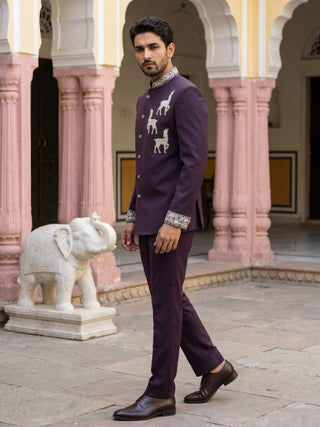 Deer Embroidered Japanese Fabric Indo-Western Set