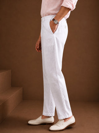 Linen Relaxed-Fit Regular Trousers for Men