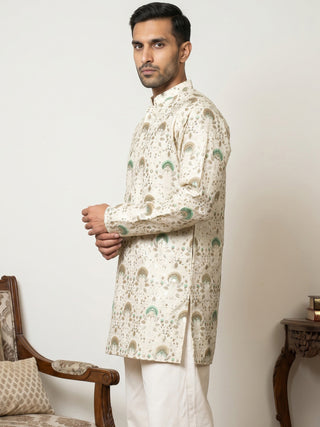 Silk Blend Foil Print Kurta