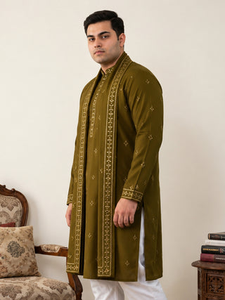 Embroidered & Sequin Kurta With Dupatta