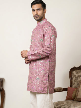 Silk Blend Foil Print Kurta