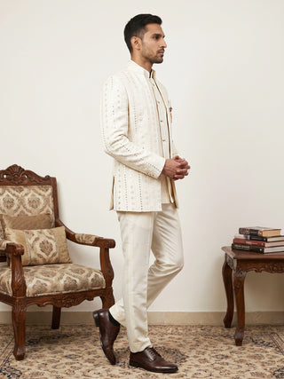Silk Blend Sequin & Embroidered Indo-Western Set