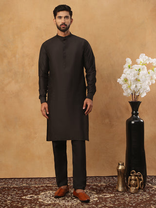 Embroidered Nehru Jacket Set with Solid Kurta Pyjama