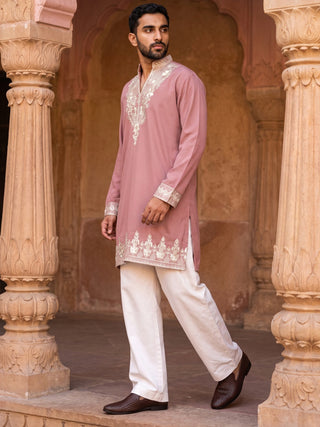 Embroidered Japanese Fabric Kurta with Korean Pants