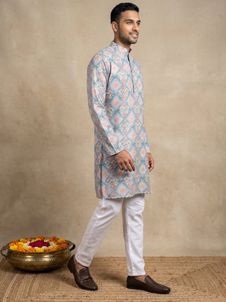 Printed & Thread Work Kurta Pyjama Set