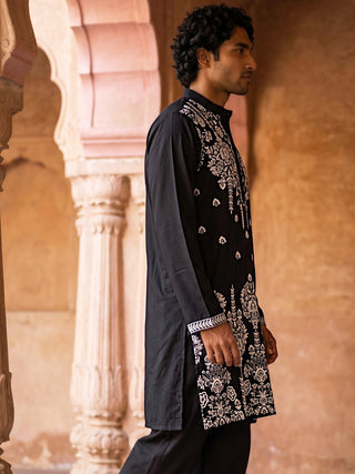 Embroidered Cotton Blend Kurta for Men
