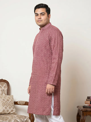 Magenta Embroidered and Sequence Kurta