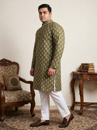 Floral Printed Kurta with Pyjama for Men