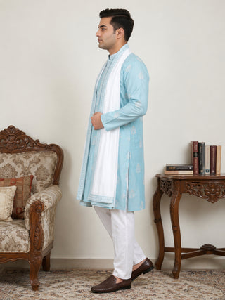 Embroidered & Sequin Kurta Pyjama With Dupatta