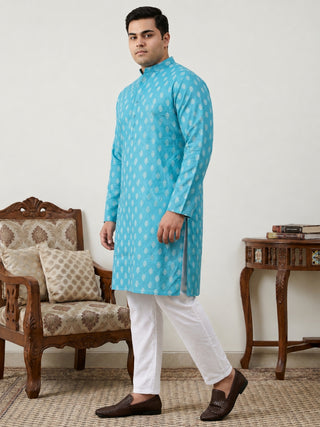 Floral Printed Kurta with Pyjama for Men