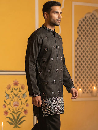 Silk Blend Embroidered Kurta for Men
