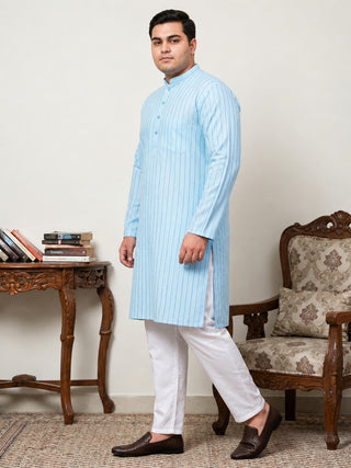 Men's Cotton Striped Kurta Pyjama Set