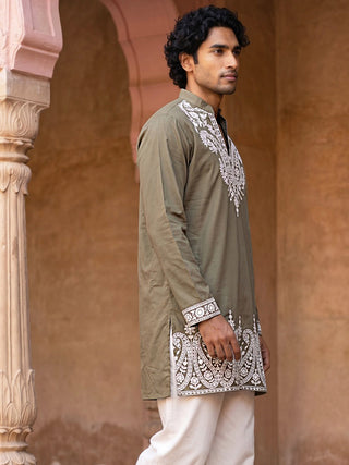 Embroidered Cotton Blend Kurta for Men