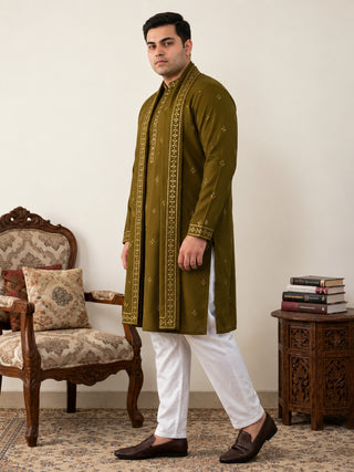 Embroidered & Sequin Kurta Pyjama With Dupatta