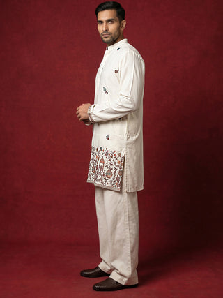 Japanese Fabric Embroidered Kurta & Korean Pants Set