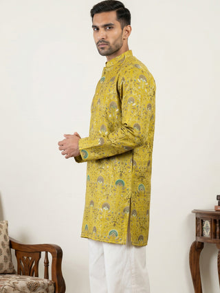 Silk Blend Foil Print Kurta