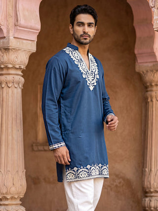 Cotton Blend Embroidered Kurta for Men
