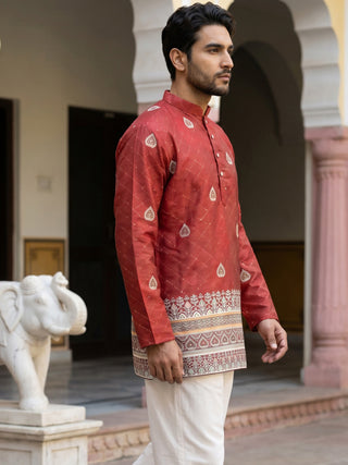 Men's Cotton Blend Printed Kurta