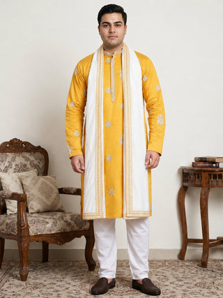 Embroidered & Sequin Kurta Pyjama With Dupatta