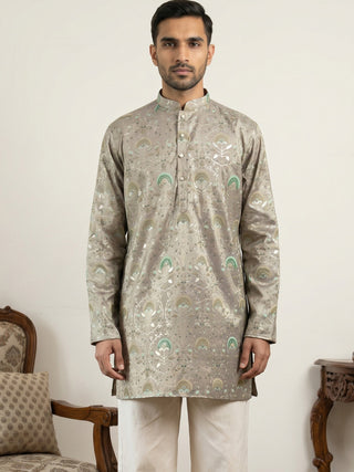 Silk Blend Foil Print Kurta
