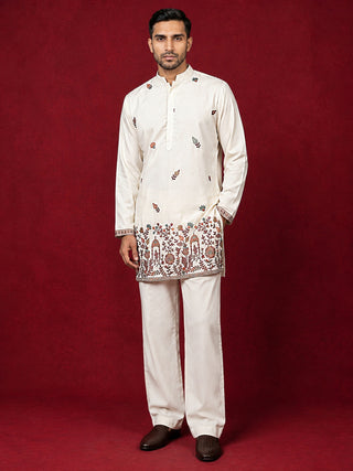 Japanese Fabric Embroidered Kurta & Korean Pants Set