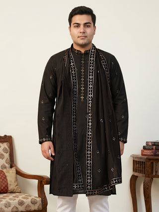Embroidered & Sequin Kurta With Dupatta