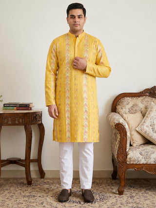 Embroidered and Sequins Kurta Pyjama Set for Men