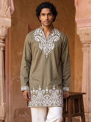 Embroidered Cotton Blend Kurta for Men
