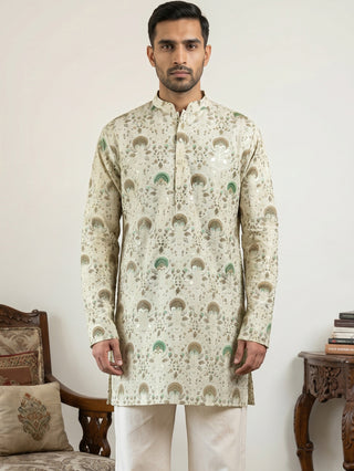 Silk Blend Foil Print Kurta