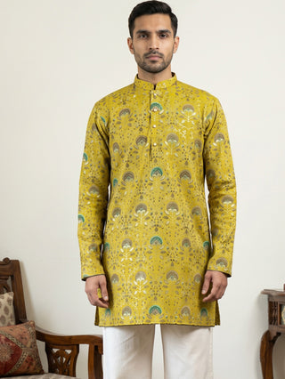 Silk Blend Foil Print Kurta