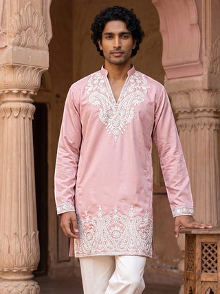 Embroidered Cotton Blend Kurta for Men