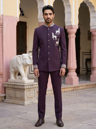 Deer Embroidered Japanese Fabric Indo-Western Set