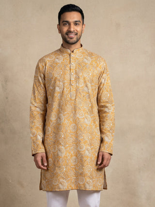 Floral Print & Thread Work Kurta Pyjama Set
