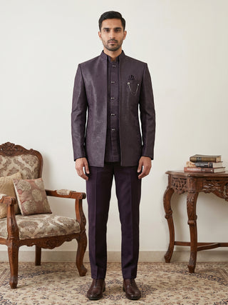 Men's Woven Design Indo-Western Set