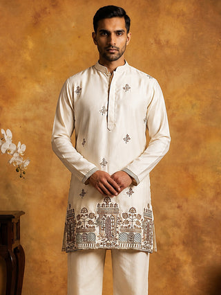 Silk Blend Embroidered Kurta for Men