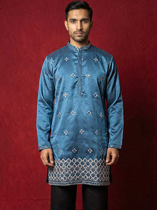 Silk Blend Embroidered Kurta for Men