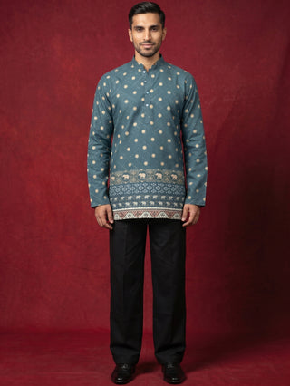 Men's Cotton Blend Printed Kurta with Korean Pants Set