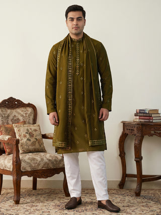 Embroidered & Sequin Kurta Pyjama With Dupatta