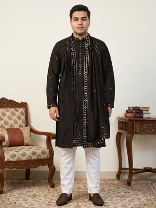 Embroidered & Sequin Kurta Pyjama With Dupatta