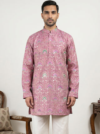 Silk Blend Foil Print Kurta