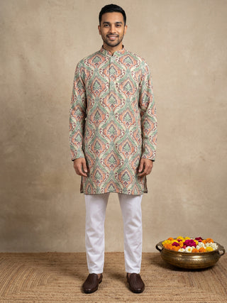 Printed & Thread Work Kurta Pyjama Set