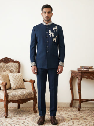 Deer Embroidered Japanese Fabric Indo-Western Set
