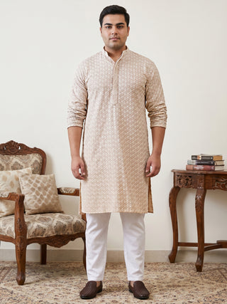 Sequin Embroidered Pure Cotton Kurta with Pyjamas