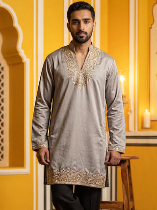 Cotton Blend Embroidered Kurta for Men