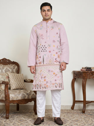 Floral Embroidered and Sequins Kurta Set